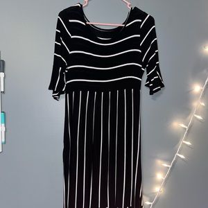 Black and white striped dress